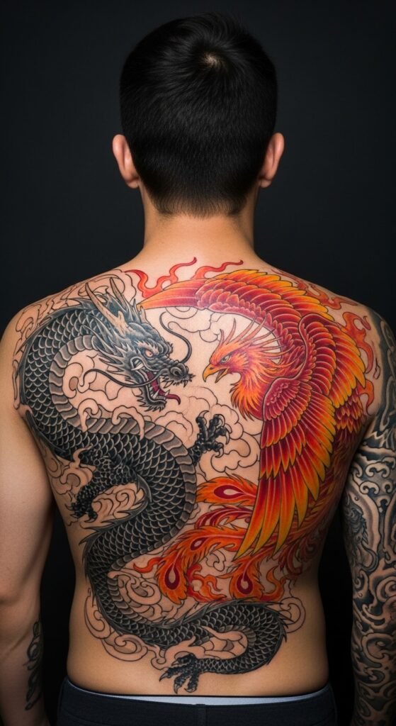 Dragon and Phoenix Back Piece