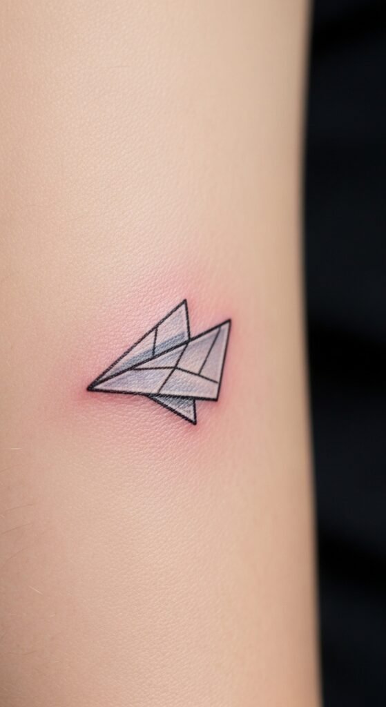 Tiny Paper Plane Tattoo
