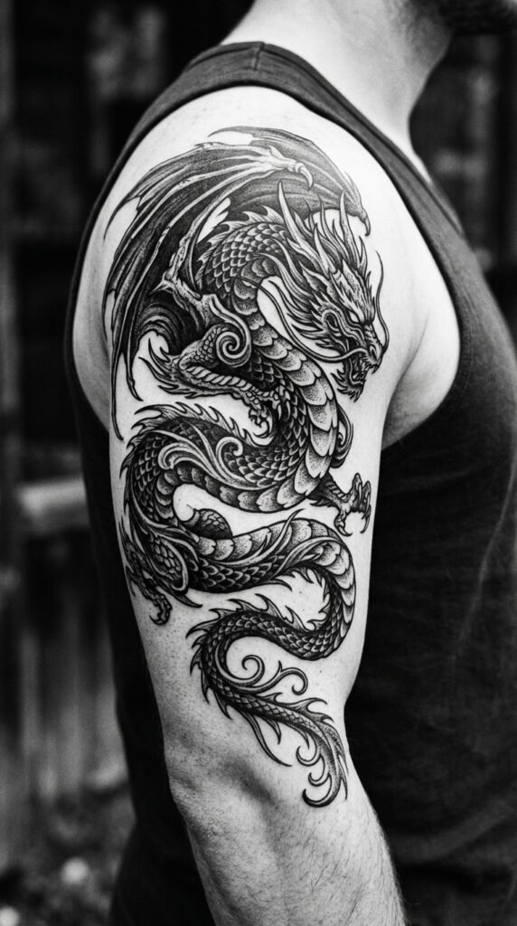 Black and White Dragon Design
