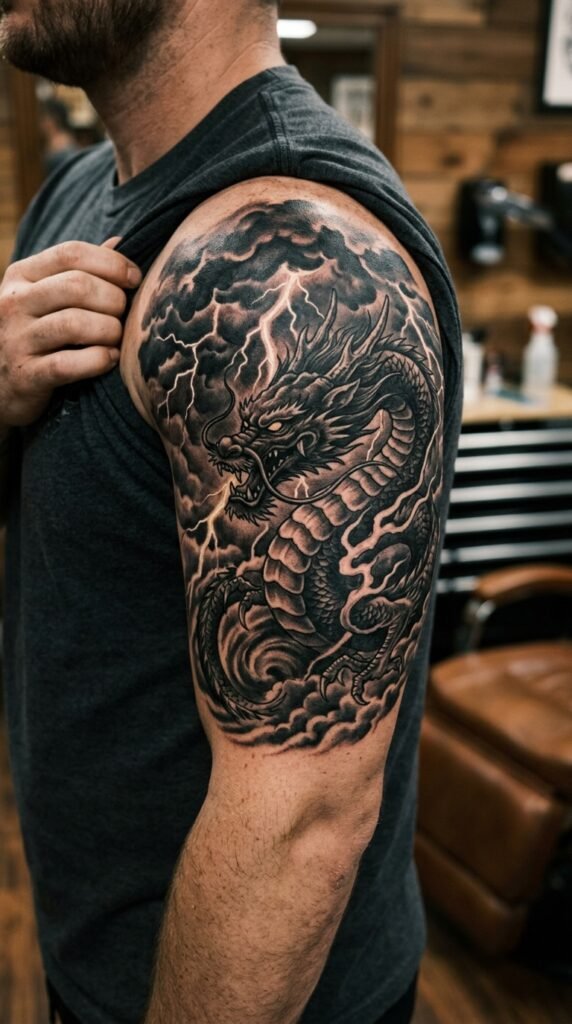 Dragon with Storm Clouds