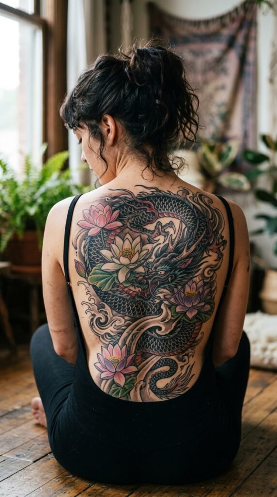 Dragon with Lotus Flowers