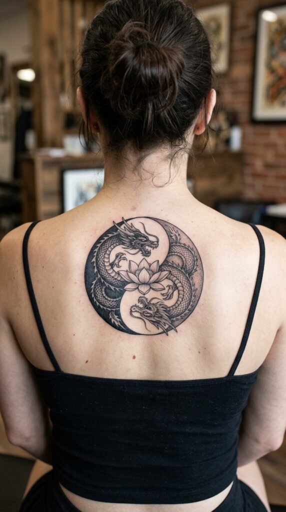 The Yin-Yang Dragon with Lotus